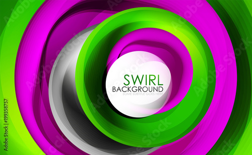 Spiral swirl flowing lines 3d vector abstract digital motion background design. Rotating concept