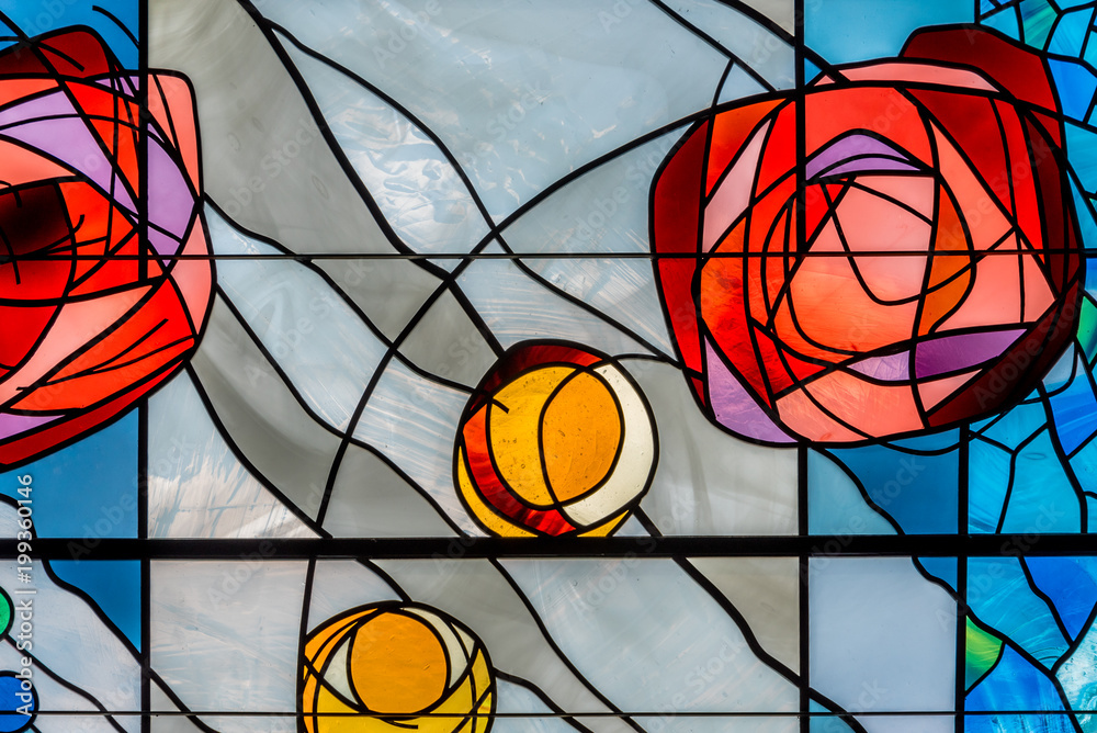 Ταπετσαρία Detail of a modern stained glass window