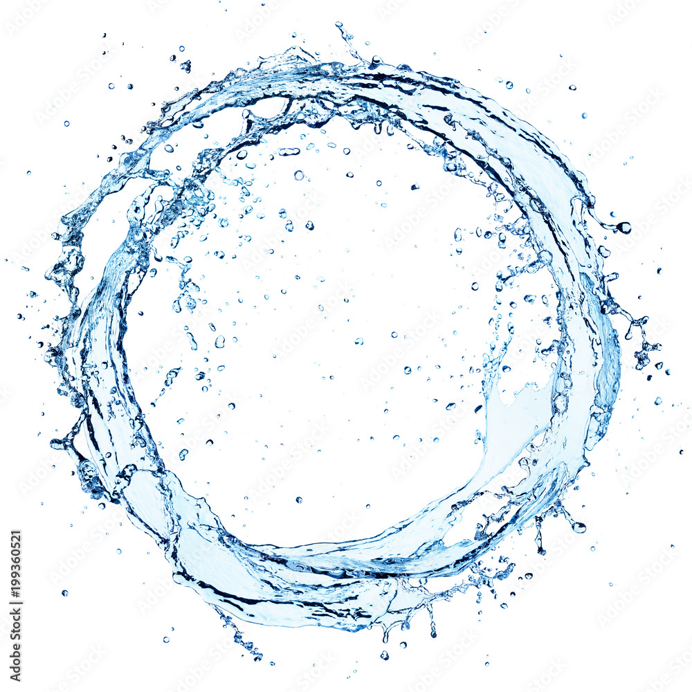 Fototapeta Plusk wody w kółko - okrągły kształt na białym
