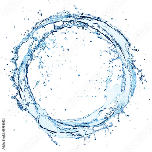 Water Splash In Circle - Round Shape On White