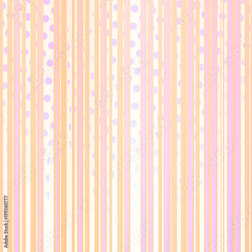 Pretty Pastel Pink and Orange Vertical Stripes with Purple Polka Dots Background Design - High resolution illustration for graphic element or backdrop use.