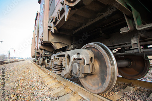 wheels of metal freight cars