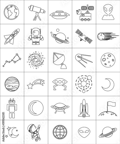 Space cosmic vector icons