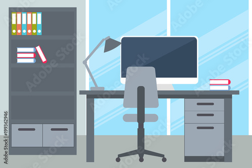 Business office with desk and computer