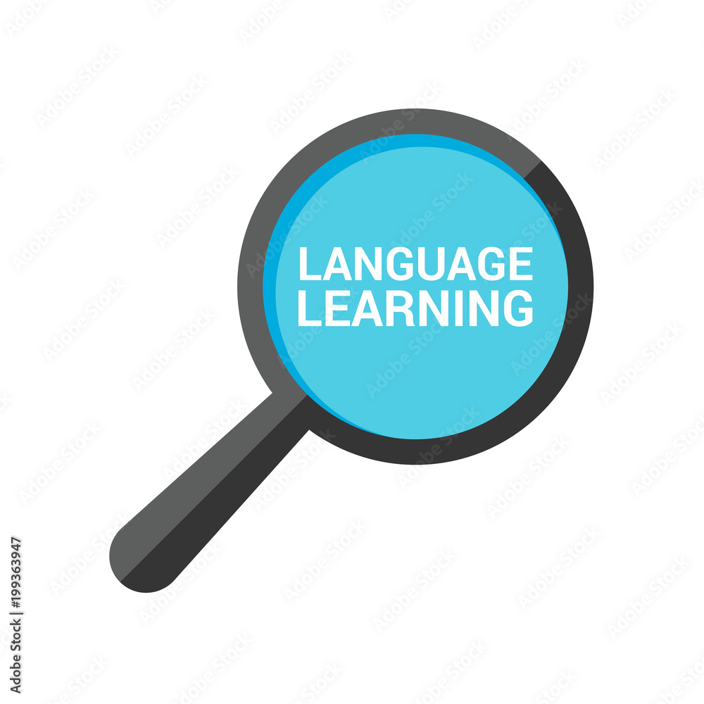 Learning Concept: Magnifying Optical Glass With Words Language Learning Learning Concept: Magnifying Optical Glass With Words Language Learning