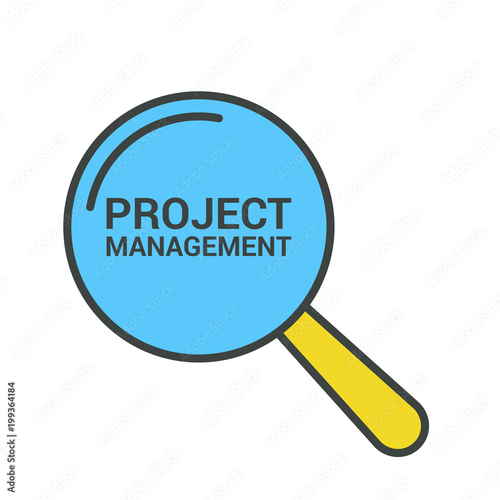 Business Concept: Magnifying Optical Glass With Words Project Management Business Concept: Magnifying Optical Glass With Words Project Management