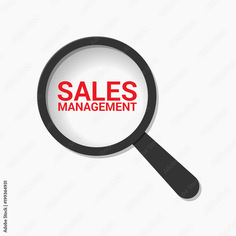 Marketing Concept: Magnifying Optical Glass With Words Sales Management Marketing Concept: Magnifying Optical Glass With Words Sales Management