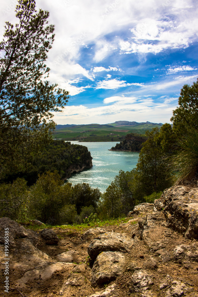 Landscape. View of the lake “El Chorro” Malaga, Spain.