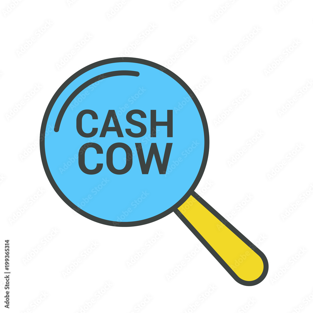 Business Concept: Magnifying Optical Glass With Words Cash Cow Business Concept: Magnifying Optical Glass With Words Cash Cow