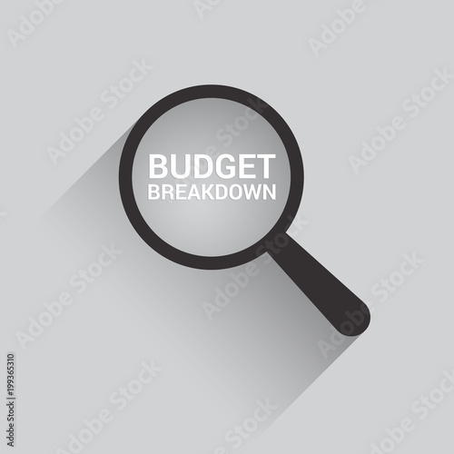 Finance Concept: Magnifying Optical Glass With Words Budget Breakdown