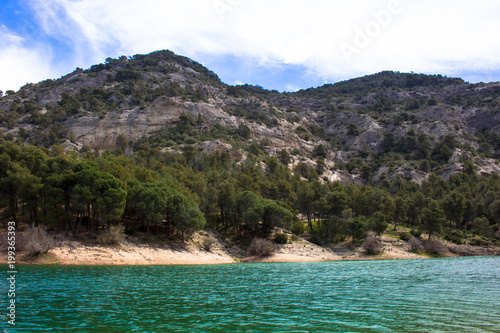 Lake. A sunny day on the lake “El Chorro” Malaga, Spain.