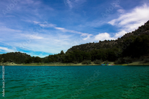 Lake. A sunny day on the lake “El Chorro” Malaga, Spain.