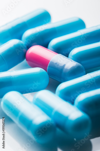 Canvas Print Pharmacy theme, blue medicine tablets.