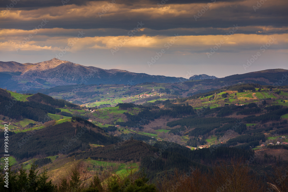 Typical Basque landscape seen from the mountain