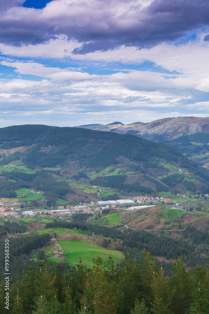 Typical Basque landscape seen from the mountain, Zalla, Spain Typical Basque landscape seen from the mountain, Zalla, Spain