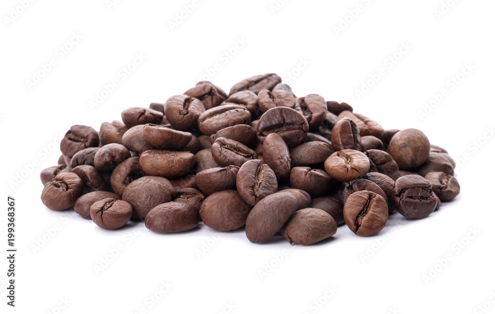 Coffee beans on white background