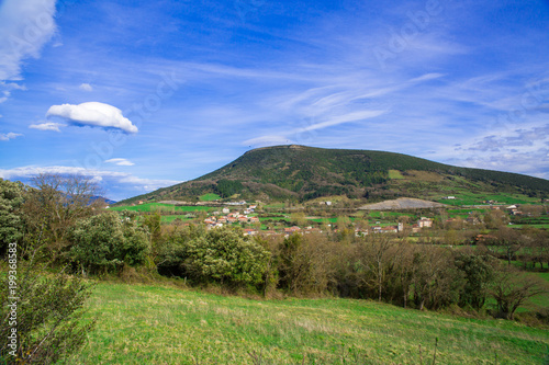 Typical Basque landscape seen from the mountain, Zalla, Spain