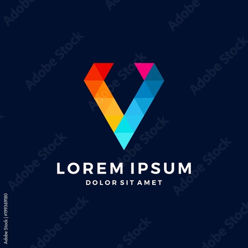 V letter diamond pixel triangle colorful logo vector Free Download V letter diamond pixel triangle colorful logo vector - GFXLoad