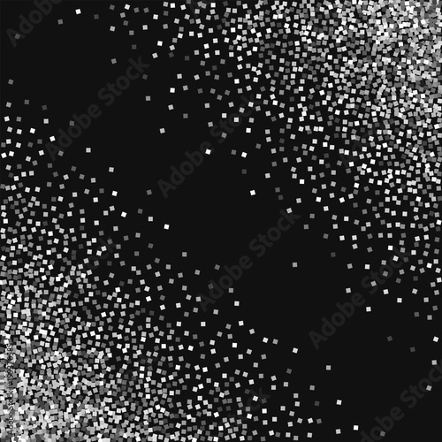 Silver glitter. Abstract chaotic mess with silver glitter on black background. Bizarre Vector illustration.