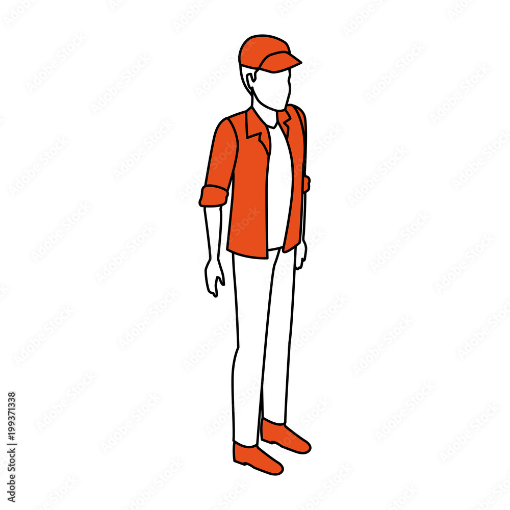 Isometric young man vector illustration graphic design