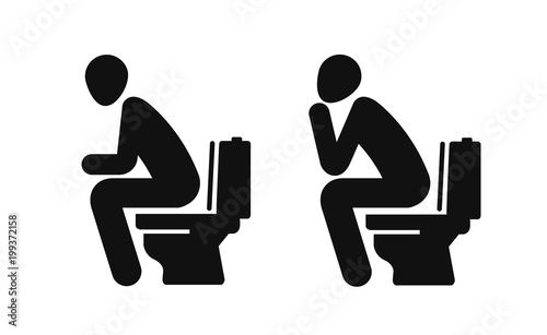 WC, funny symbol. Man sitting on toilet. Vector illustration