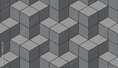 Seamless gray isometric cubical tridents pattern background vector