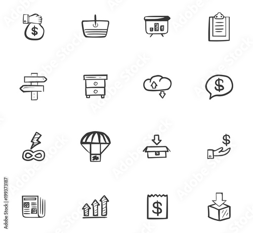 Doodle Business icons set