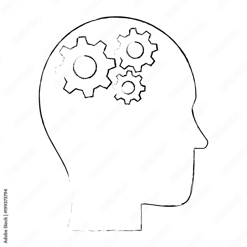 human profile thinking with gears vector illustration design human profile thinking with gears vector illustration design
