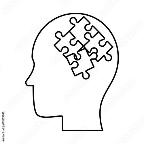human profile thinking with puzzle pieces vector illustration design © Gstudio