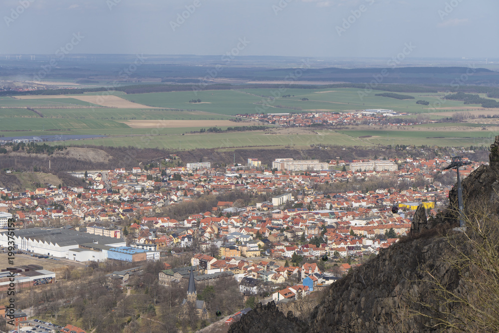 View from the Hexentanzplatz Place to Thale / Harz mountains Germany