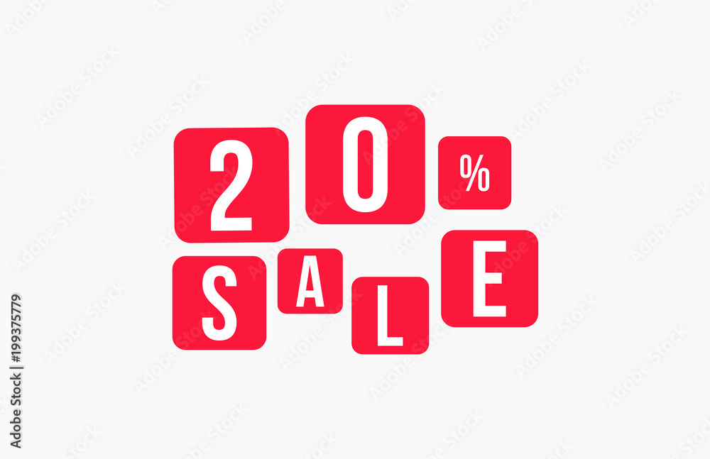 20 Percent SALE Discount Price Offer Sign 20 Percent SALE Discount Price Offer Sign