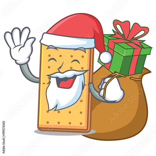 Santa with gift graham cookies mascot cartoon