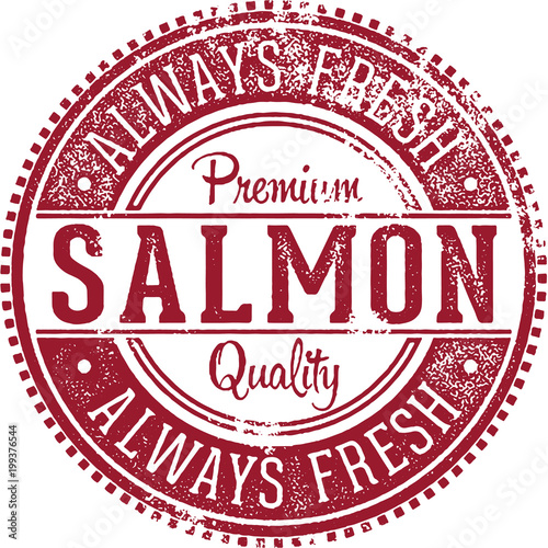 Fresh Salmon Vintage Seafood Stamp