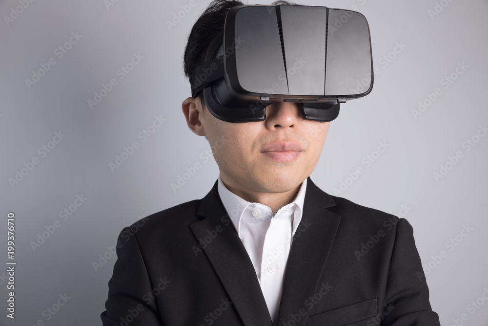 asian man with VR glasses asian man with VR glasses