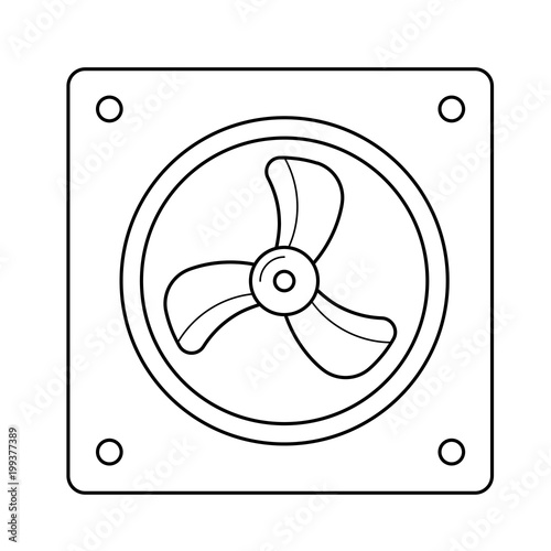 Computer air fan vector line icon isolated on white background. Air fan of computer line icon for infographic, website or app.