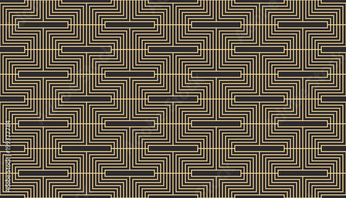 Seamless black and gold art deco geo pattern vector