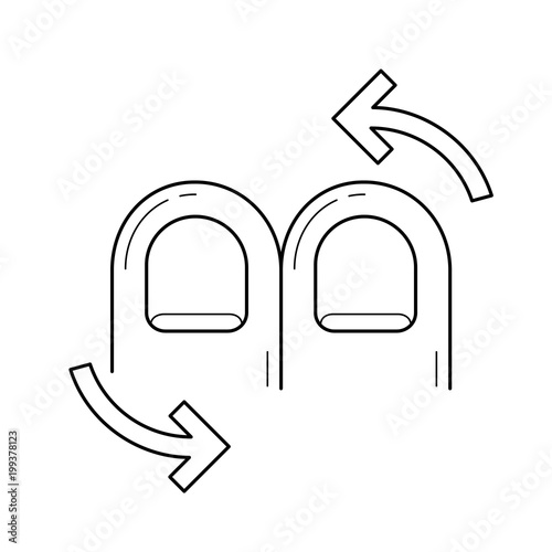 Two finger pivot rotate vector line icon isolated on white background. Two finger pivot rotate line icon for infographic, website or app.