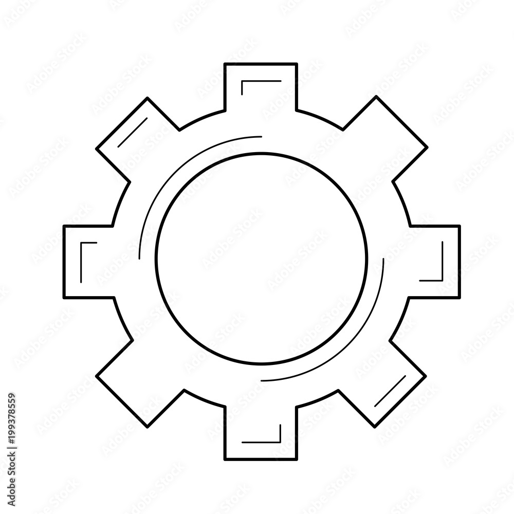 Gear vector line icon isolated on white background