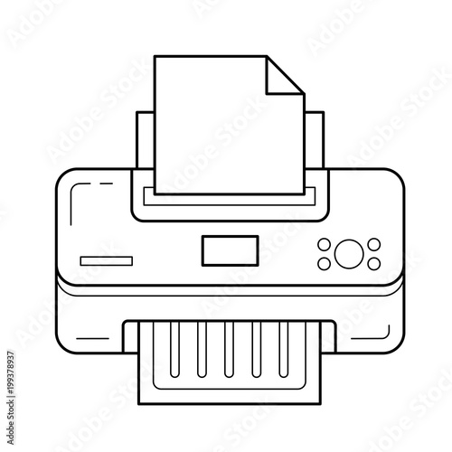 Printer vector line icon isolated on white background