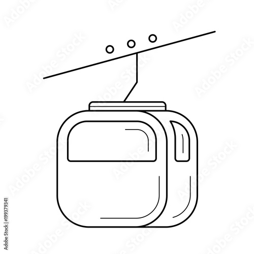 Cable railway funicular vector line icon isolated on white background. Mountain cable way line icon for infographic, website or app. Icon designed on a grid system.