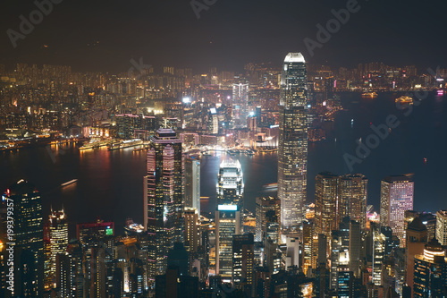 cityscape of hong kong night
