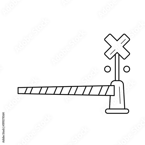 Railroad barrier vector line icon isolated on white background. Railroad barrier line icon for infographic, website or app. Icon designed on a grid system.