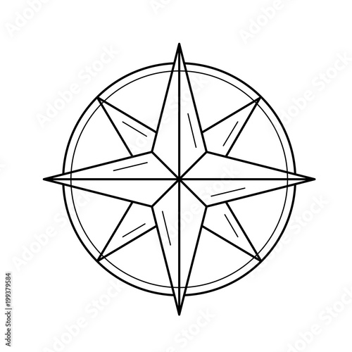 Nautical compass vector line icon isolated on white background. Nautical compass line icon for infographic, website or app. Icon designed on a grid system.