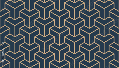 Seamless tan blue and brown asian trilateral pattern vector