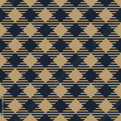 Seamless tan blue and brown basic plaid checked fashion pattern vector