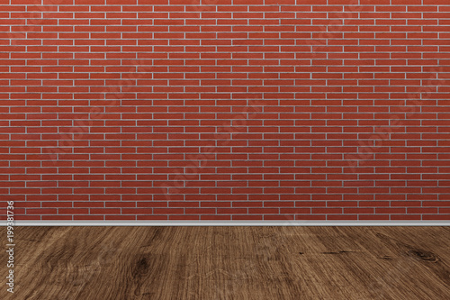Old brick wall with old wooden floor. Old Room Background.