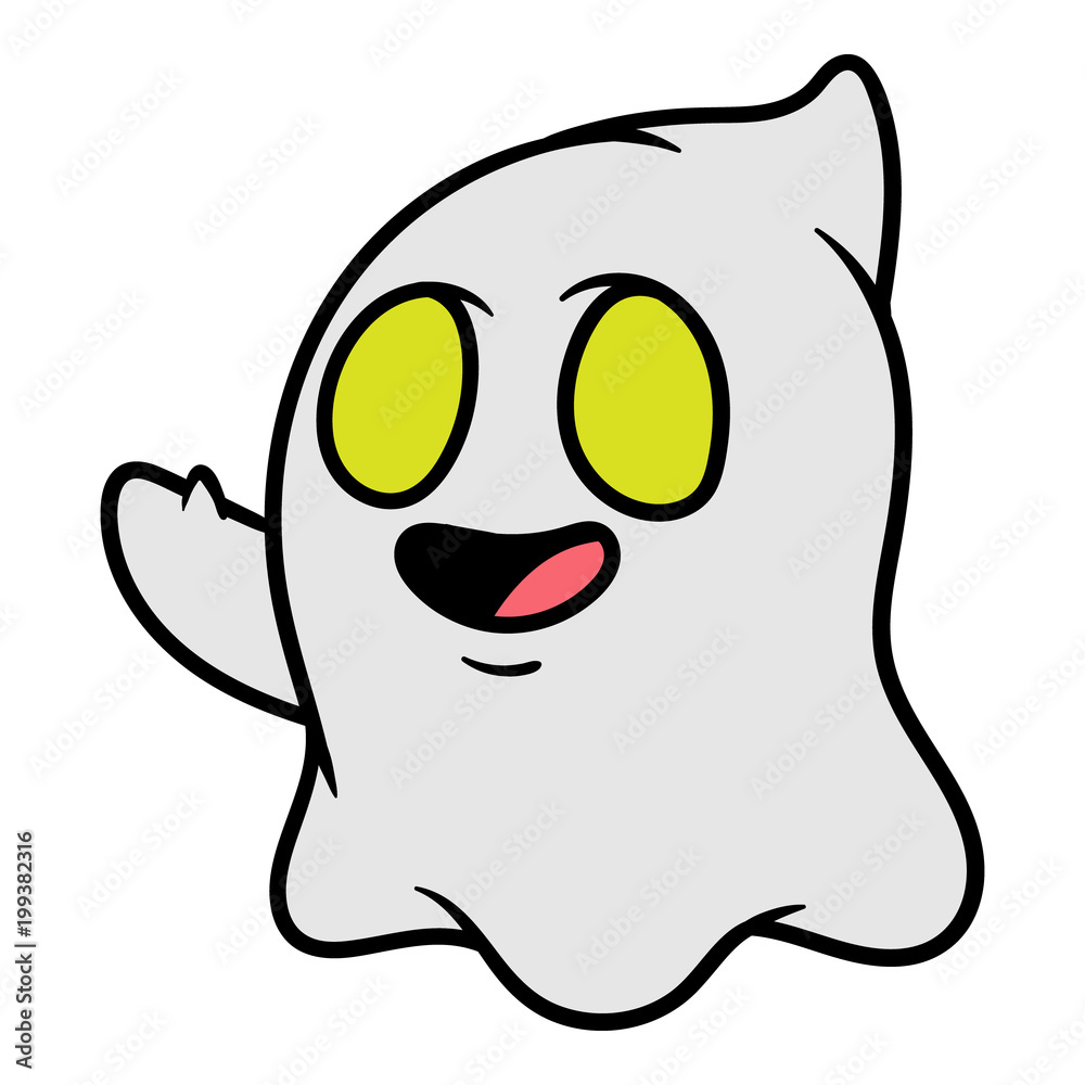 Cartoon Waving Ghost Emoticon Cartoon Waving Ghost Emoticon
