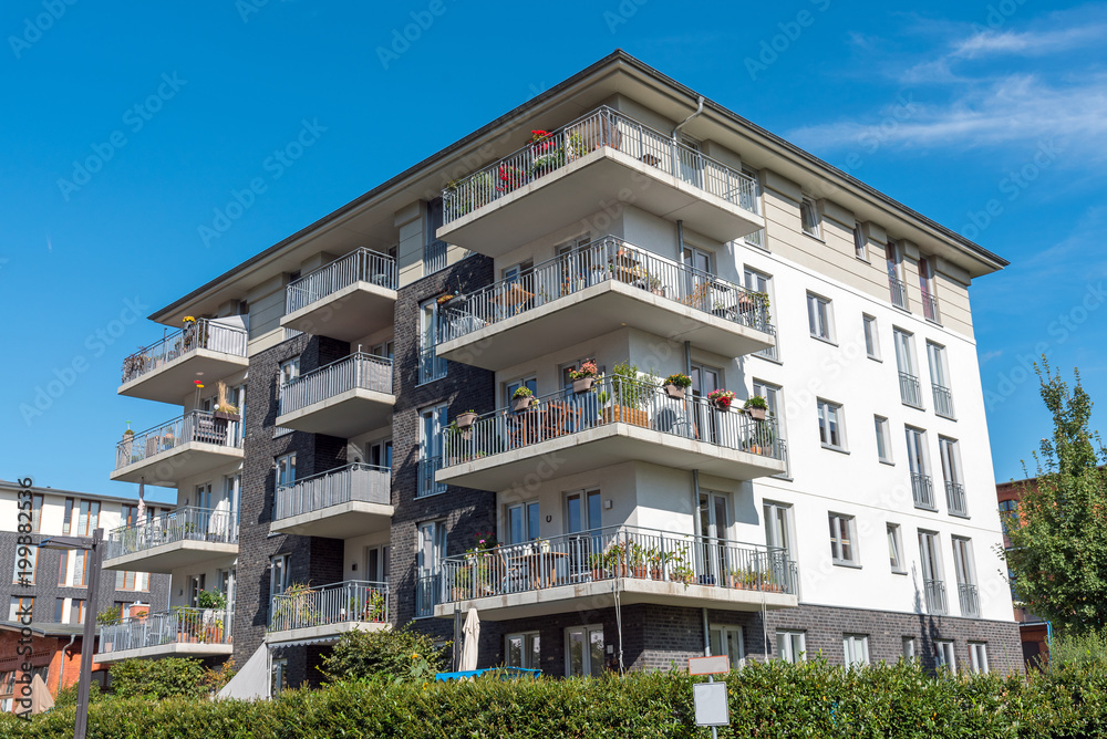 Fototapeta premium New grey multi-family house seen in Berlin, Germany