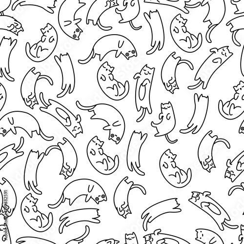 Seamless pattern lazy cat, vector illustration