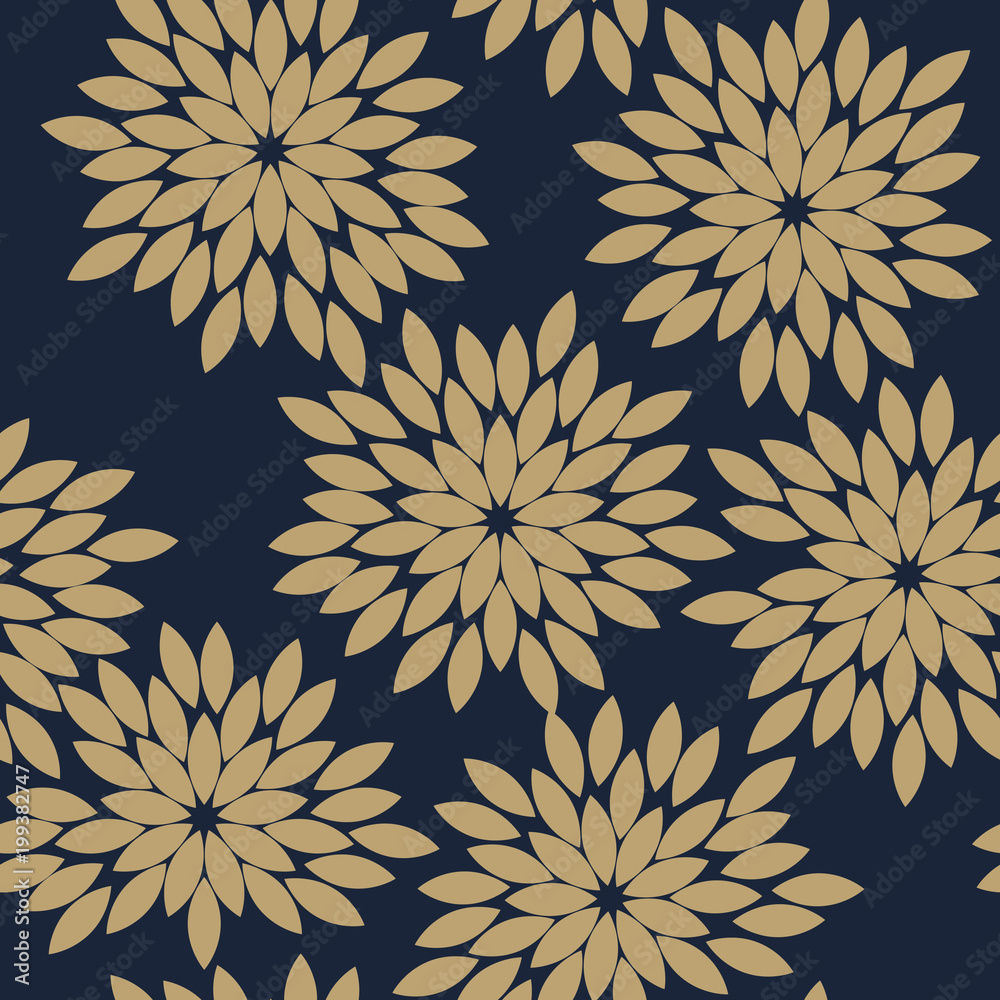 Seamless tan blue and brown vintage japanese floral kimono tenugui textile  pattern vector vector de Stock | Adobe Stock